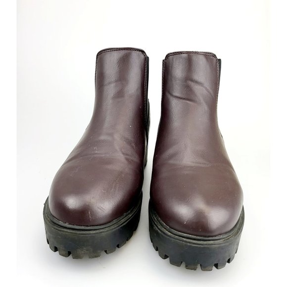 NEW LOOK Chelsea Booties Wine Black Chunky Platform 6 Boots Lug Sole Rounded toe - Picture 5 of 12